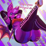  absurd_res anthro big_breasts breasts butt chiropteran clothed clothing damianvertigo female hi_res lacy_(blazethefox) mammal nipple_outline purple_body solo thick_thighs 