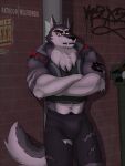 anthro bulge canid canid_demon canine canis demon hellhound helluva_boss hi_res male male/male mammal muscular muscular_anthro vortex vortex_(vivzmind) were werecanid werecanine werewolf wolf wulfusweid 