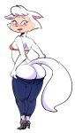  anthro big_butt blush bottomwear bra breasts butt cats_don&#039;t_dance clothing dbaru female footwear hi_res high_heels looking_back pants rear_view sawyer_(cats_don&#039;t_dance) shoes small_breasts solo standing thick_thighs underwear warner_brothers wide_hips 