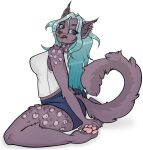  anthro blue breasts domestic_cat felid feline felis female fur hair hi_res invalid_tag mammal moirah paws plantigrade smile solo 