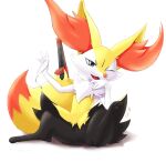  1girl alternate_eye_color animal_ear_fluff animal_ears animal_nose arm_up artist_name black_fur blue_eyes body_fur braixen chain commentary dated english_commentary eryz fangs flat_chest fox_ears fox_girl fox_tail full_body furry gen_6_pokemon hand_up happy head_rest head_tilt highres holding holding_key key looking_at_viewer one_eye_closed open_mouth pawpads paws pokemon pokemon_(creature) signature simple_background sitting smile snout solo spread_legs tail white_background white_fur wrench yellow_fur 