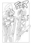  anthro barefoot big_breasts biped black_and_white bottomless bottomwear breasts butt clothed clothing english_text erect_nipples female fred_perry fur hair lagomorph leporid looking_at_viewer mammal midriff monochrome nipples on_one_leg open_mouth profanity rabbit raised_foot shirt shorts skimpy smile solo standing tank_top text topwear under_boob unzipped xoxo_(fred_perry) 
