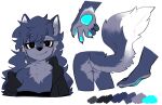  2020 5_fingers anthro blush breasts butt canid canine canis cleavage clothed clothing female fingers fluffy fluffy_tail fur grey_body grey_fur kemono looking_at_viewer mammal ressue simple_background white_background wolf 
