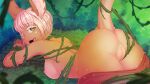  16:9 anthro anus ass_up bound breasts butt clothed clothing female forced forest forest_background genitals green_eyes hi_res looking_at_viewer lying made_in_abyss nanachi narehate nature nature_background nipples nude on_front on_ground open_mouth pants_down partially_clothed plant presenting presenting_hindquarters presenting_pussy pussy restrained smile smiling_at_viewer solo thorns tied_down tree valkoinen vines widescreen 
