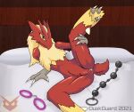  3_fingers absurd_res anal anal_beads anthro avian beak bed bedroom blaziken butt buttplug duskguard female fingers flat_chested furniture genitals handcuffs heart_buttplug hi_res nintendo pok&eacute;mon pok&eacute;mon_(species) presenting presenting_pussy pussy sex_toy shackles short_tail solo video_games 