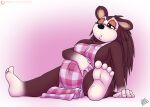  animal_crossing anthro apron barefoot belly big_belly big_breasts breasts clothed clothing digital_media_(artwork) drxii eulipotyphlan feet female freckles fur hedgehog hi_res mammal nintendo pregnant sable_able simple_background solo video_games 