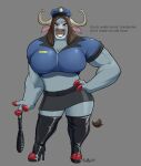  absurd_res anthro badroy big_breasts breasts chief_bogo clothing crossgender disney english_text female hi_res huge_breasts solo text uniform zootopia 