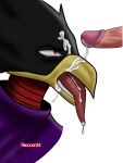  3:4 andromorph anthro bodily_fluids cum cum_in_mouth cum_inside cum_on_face duo fellatio fumikage_tokoyami genital_fluids hi_res intersex male male/male my_hero_academia oral penile sex tongue tongue_out 
