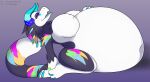  anthro belly big_belly big_breasts breasts casper_kaiju female foxball happy huge_breasts hyper hyper_belly inflation kaiju kneeling lying nipples nude on_side side_boob smile solo tongue tongue_out touching_belly 