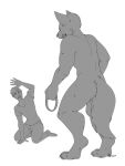  anthro bodily_fluids butt canid canine canis chris_(chris28) clothing collar doggy_(disambiguation) duo fangs forced grin growing growth hi_res human humanoid hunting knot male male/male mammal monochrome narusewolf paws scared sequence size_difference size_transformation smile tearing tears transformation were werecanid werecanine werewolf wolf 