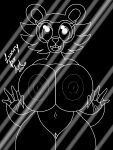  3:4 anthro areola bidoof big_areola big_breasts big_nipples black_and_white breasts chloe_(luxury_furart) digital_media_(artwork) fan_character female hi_res huge_breasts luxury_furart monochrome nintendo nipples on_glass pok&eacute;mon pok&eacute;mon_(species) simple_background solo video_games 