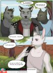  anthro canid canine canis clothed clothing comic dialogue english_text fjollettigeren group lagomorph leporid male mammal profanity rabbit richirichi text wolf 