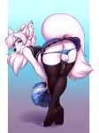  anthro anus backsack balls bent_over blue_eyes bottomwear butt canid canine cheerleader cheerleader_outfit clothed clothing clothing_lift crop_top crossdressing crossed_legs ear_piercing ear_ring erection fennec fluffy fluffy_tail fox genitals girly girly_hair gradient_background hair knot legwear lockworkorange looking_at_viewer looking_back male mammal open_mouth panties panties_down piercing pinup pom_poms ponytail pose presenting presenting_hindquarters sebastianfennec shirt simple_background skirt skirt_lift smile solo thigh_highs topwear underwear underwear_down white_body white_hair 