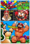  2018 anthro balls belly bowser clothing comic edit erection facial_hair genitals group hat headgear headwear human humanoid_genitalia humanoid_hands humanoid_penis japanese_text kemono koopa macro male mammal mario mario_bros moobs mustache nintendo nipples outside overweight overweight_male penis scalie text uhokue uncensored video_games 