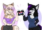  2021 anthro breasts canid canine canis clothed clothing digital_media_(artwork) ei-ka female hair mammal open_mouth purple_hair smile teeth tongue wolf 