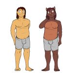  alternate_species anthro boxer_briefs clothed clothing duo fuze hi_res human humanized jorge_san_nicolas male mammal navel nipples simple_background slightly_chubby suid suina sus_(pig) texnatsu topless underwear underwear_only white_background wild_boar 
