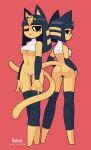  animal_crossing ankha_(animal_crossing) anthro asian_clothing bottomless breasts butt clothed clothing domestic_cat east_asian_clothing felid feline felis female hi_res japanese_clothing maebari mammal nekuzx nintendo pussy_tape square_crossover under_boob video_games 