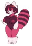 ailurid anthro areola big_breasts black_body black_fur breast_grab breasts eyewear female fluffy fluffy_tail fur glasses hand_on_breast imaaahorny kirli mammal nude paws pink_body pink_fur red_panda short_stack solo thick_thighs white_body white_fur 