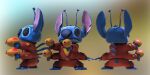  3d_(artwork) 4_arms 4_fingers alien antennae_(anatomy) back_spines big_nose black_eyes blue_body blue_claws blue_fur blue_nose claws digital_media_(artwork) dipstick_antennae disney experiment_(lilo_and_stitch) fingers fur head_tuft hi_res iftane_take lilo_and_stitch multi_arm multi_limb multi_wielding multicolored_antennae multiple_angles notched_ear small_tail solo spacesuit standing stitch_(lilo_and_stitch) toe_claws tuft 