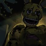  2021 animatronic anthro black_eyes death digital_media_(artwork) five_nights_at_freddy&#039;s five_nights_at_freddy&#039;s_3 gore green_body guts head_tilt hi_res lagomorph leporid looking_away machine male mammal nightmare_fuel open_mouth organs rabbit robot skylordlysander solo springtrap_(fnaf) video_games 