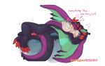  2020 anthro anus black_body black_fur black_wings blush breath claws dialogue embarrassed english_text finger_claws fur genitals green_membrane green_wings grey_body grey_fur hi_res lying male membrane_(anatomy) membranous_wings motion_lines multicolored_body multicolored_fur nintendo noivern on_side patreon penis pink_anus pink_penis pok&eacute;mon pok&eacute;mon_(species) pose purple_body purple_fur purple_wings reclining red_claws redponei scales shadow signature simple_background solo tapering_penis text toe_claws two_tone_body two_tone_fur two_tone_wings video_games white_background wings 