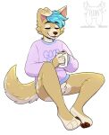  anthro beverage canid canine canis clothing cup domestic_dog fleurfurr hi_res male mammal solo sweater topwear 