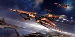  blurry blurry_background english_commentary flying from_side jessada_sutthi motion_blur no_humans original science_fiction signature space space_craft vehicle_focus 