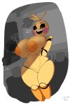 animatronic anthro anthrofied areola avian beakless big_breasts big_nipples bird black_sclera blush blush_stickers breasts chicken crossed_arms curvaceous curvy_figure exposed_breasts feathers female five_nights_at_freddy&#039;s five_nights_at_freddy&#039;s_2 galliform gallus_(genus) genitals head_tuft hi_res huge_breasts machine nejtacoz58m8 nipples non-mammal_breasts nude phasianid pussy robot sharp_teeth simple_background smile solo teeth text thick_thighs toy_chica_(fnaf) tuft video_games voluptuous white_eyes wide_hips yellow_body 
