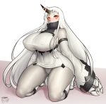  big_breasts breasts clothing coffeeslice hair hi_res horn horned_humanoid huge_breasts humanoid hybrid kantai_collection long_hair looking_at_viewer machine monster nipple_outline not_furry panties red_eyes seaport_princess thick_thighs underwear white_hair wide_hips 