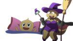  2018 alphys alpi breasts broom cephalopod cleaning_tool cleavage clothed clothing coleoid hat headgear headwear hi_res lizard marine mollusk octopodiform onionsan reptile scalie simple_background undertale video_games white_background witch_costume witch_hat 