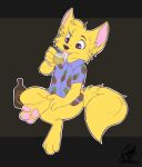  2021 3_toes 4_fingers anthro canid canine clothed clothing digital_media_(artwork) eyebrows eyelashes feet fingers fox furkinghell hi_res male mammal open_mouth purple_eyes simple_background smile solo teeth toes tongue 