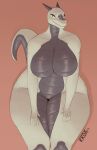  2021 anthro bedroom_eyes big_breasts big_butt breasts butt curvy_figure dragon featureless_breasts featureless_crotch female hands_on_legs hi_res horn huge_breasts huge_butt kkoart leaning leaning_forward long_neck looking_at_viewer narrowed_eyes non-mammal_breasts raised_tail scales scalie seductive simple_background smile smirk solo standing thick_thighs voluptuous wide_hips 