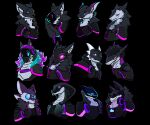  2021 anthro avali black_background canid canine cobra dragon fish glowing glowing_eyes group headphones hi_res horn leviathinh male mammal marine reptile scalie sergal shark simple_background snake synth_(vader-san) unknown_species visor 