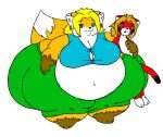  abduction arakasa big_butt breasts butt canid canine cleavage clothed clothing ear_piercing ear_ring exposed_belly female fox green_eyes hair huge_butt hyper hyper_butt mammal mature_female overweight piercing ti_(rickydemont) 
