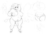  anthro anus armpit_hair big_breasts big_butt big_penis bixiekz body_hair breasts bulge butt genitals gynomorph hi_res humanoid_genitalia humanoid_penis intersex long_tail monochrome muscular overweight penis pubes simple_background sketch sketch_page slightly_chubby smile solo taur white_background 