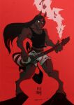  alpha-thunder alpha-thunder_(character) anthro athletic biceps bulge equid equine guitar hair hi_res horse long_hair male mammal manly metalhead muscular muscular_male musical_instrument musical_note plucked_string_instrument simple_background solo string_instrument 