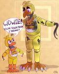  ! 2021 abstract_background absurd_res adventure_withered_chica_(fnaf) animatronic anthro avian barefoot beak bib big_beak big_claws big_teeth bird blonde_hair buckteeth chicken claws confusion dialogue duo endoskeleton english_text exposed_endoskeleton eyelashes featureless_crotch female five_nights_at_freddy&#039;s five_nights_at_freddy&#039;s_2 five_nights_at_freddy&#039;s_world galliform gallus_(genus) hair handless happy hi_res looking_down looking_up machine metal metallic metallic_body one_eye_half-closed open_mouth orange_beak pazzarts phasianid pink_eyes robot shadow sharp_claws short_hair simple_background size_difference smile speech_bubble standing tan_background teeth text toe_claws toony torn_body twinkattstudios video_games wire withered_chica_(fnaf) yellow_body 
