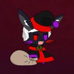  1:1 absurd_res anthro anxietythedemon bag christmas christmas_clothing christmas_headwear clothing hat headgear headwear hi_res holidays lagomorph leporid male mammal mistletoe padoru plant rabbit santa_hat smug solo tote_brando 