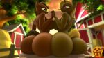  3d_(artwork) anthro anthro_on_anthro ass_to_ass big_butt breast_squish breasts breasts_frottage butt digital_media_(artwork) equid equine female female/female hand_holding hasbro horn huge_butt mammal my_little_pony nude rear_view sfrogue squish unicorn 