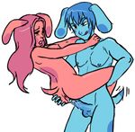  anthro anus blue blue's_clues blue_(character) blue_fur blues_clues butt canine crossgender dog duo female fur kristal magenta magenta_(character) male mammal muscles nickelodeon penis plain_background purple_fur pussy rule_63 sex straight tailwag unknown_artist white_background 