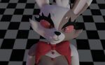  anthro barely_visible_breasts black_nose bow_tie breasts brown_body brown_breasts brown_face brown_fur buckteeth button_(disambiguation) checkered_floor eyelashes female five_nights_at_freddy&#039;s fnaf_vr_help_wanted fur hi_res lagomorph leporid looking_at_viewer mammal multicolored_body multicolored_face multicolored_fur rabbit red_bow_tie red_button red_sclera solo teeth vanny_(fnaf) video_games white_body white_face white_fur yeahhotel 