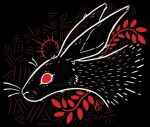  abstract ambiguous_gender black_and_red black_background black_body black_fur black_rabbit_of_inl&eacute; feral fur lagomorph leporid mammal rabbit red_eyes simple_background solo stylized twelvepapercranes watership_down 