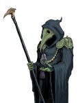  2015 animal_mask anthro armor avian beak beak_mask cloak clothing detailed food fruit green_beak green_body green_skin headgear hi_res hood hoodie knight long_beak looking_down male mask menaslg pear plague_doctor plague_knight plant potion pouch_(anatomy) pouch_purse shoulder_guards shovel_knight simple_background solo soulless_eyes staff standing topwear video_games warrior white_background yacht_club_games 