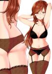  1girl absurdres armpits ass bra breasts elite_four glasses highres large_breasts lingerie long_hair lorelei_(pokemon) navel panties parted_lips pokemon pokemon_(game) pokemon_frlg red_eyes red_hair sawayaka_minami solo underwear 