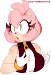  amy_rose blush clothing female gloves handwear hi_res higgyy open_mouth simple_background solo sonic_the_hedgehog_(series) 