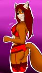  absurd_res anthro any butt canid canine clothing female fox hair hi_res insanityandviolence legwear lingerie mammal red_hair solo 