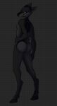  anthro black_body butt cervid colored crowsfire female hi_res hooves looking_at_viewer mammal nude raised_tail rear_view red_eyes shadings skinny slim smile solo standing updated young 