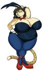  3:5 absurd_res alpha_channel anthro big_breasts breasts cheetah cleavage clothed clothing costume felid feline female hi_res huge_breasts mammal overweight overweight_anthro overweight_female playboy_bunny riddleaugust solo 