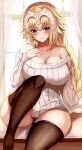  fate/grand_order jeanne_d&#039;arc kuro_(tbm9187) no_bra sweater thighhighs 