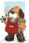  anthro blep cane canid canine canis domestic_dog eyewear facial_hair glasses hi_res male mammal mature_male mr._dog_(snowboard_kids) mustache pawpads pipe slightly_chubby smoking snowboard_kids solo tbid tongue tongue_out 